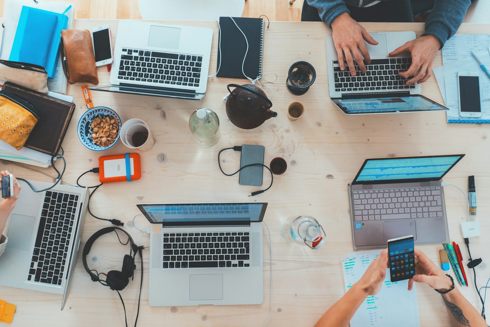 People completing online tasks together